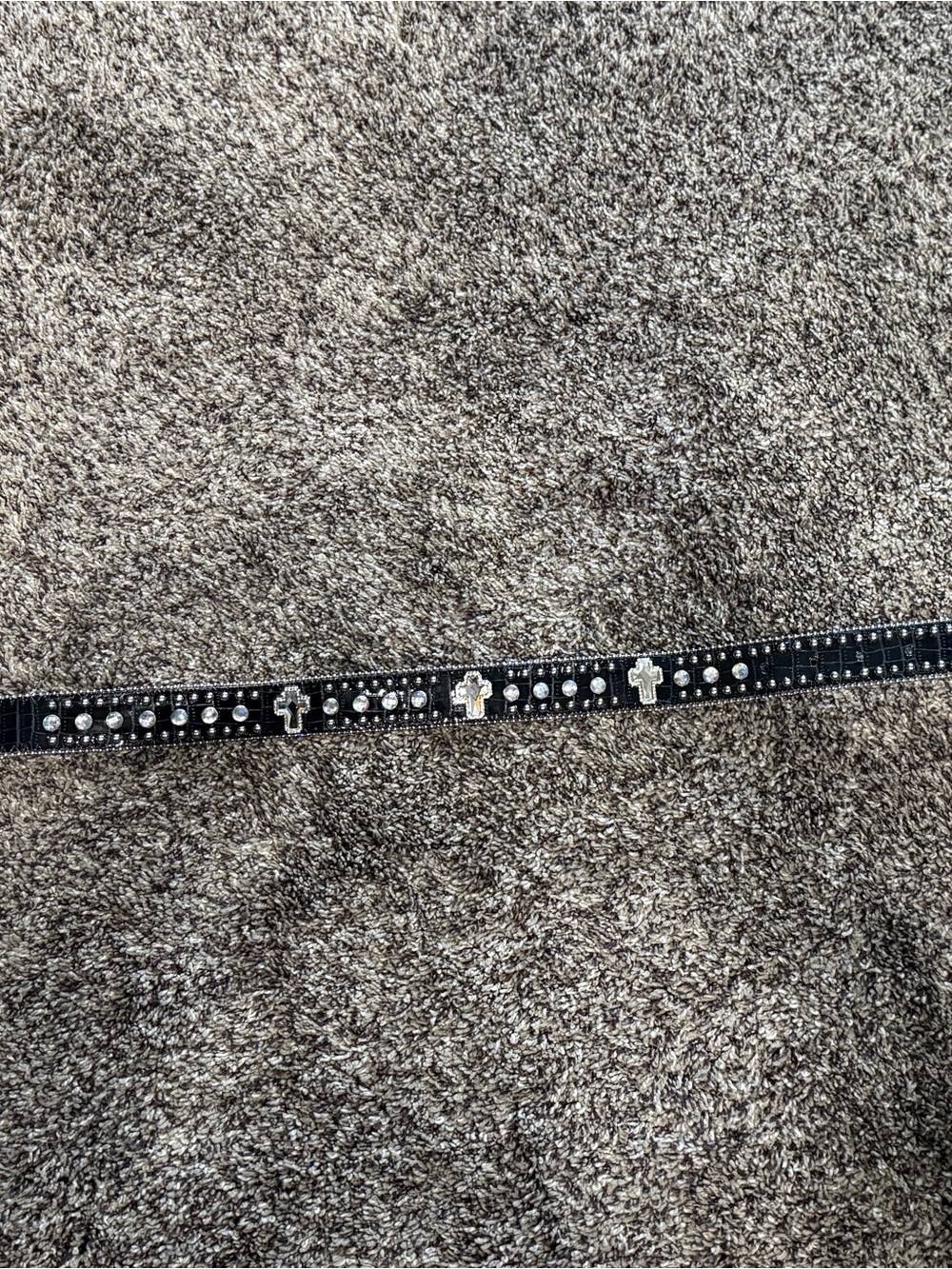 Nocona Black Studded Kids Belt with Silver Cross Accents